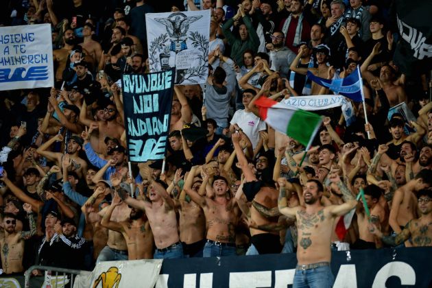BERGAMO, ITALY - OCTOBER 23: Lazio fans during the Serie A match between Atalanta BC and SS Lazio at Gewiss Stadium on October 23, 2022 in Bergamo, Italy. (Photo by Marco Rosi - SS Lazio/Getty Images)