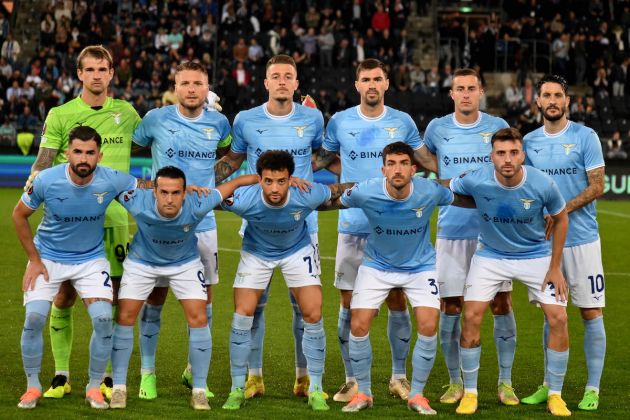GRAZ, AUSTRIA - OCTOBER 06: The SS Lazio team line up ashea during the UEFA Europa League group F match between SK Sturm Graz and SS Lazio at Merkur Arena on October 06, 2022 in Graz, Austria. (Photo by Marco Rosi - SS Lazio/Getty Images)