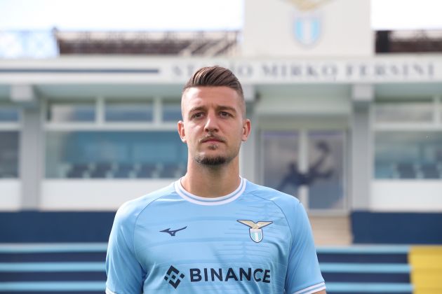 ROME, ITALY - OCTOBER 04: SS Lazio player Sergej Milinkovic-Savic looks on during the SS Lazio official team photo at Formello sport centre on October 4, 2022 in Rome, Italy. (Photo by Paolo Bruno/Getty Images)