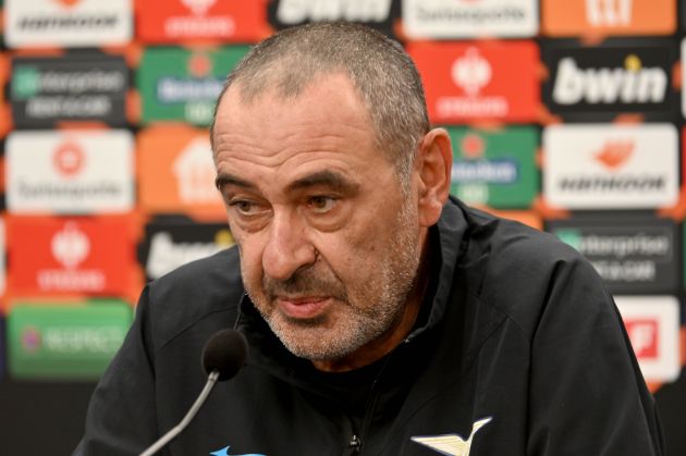 GRAZ, AUSTRIA - OCTOBER 05: SS Lazio head coach Maurizio Sarri attend the press conference, on the eve of their Europa League Group F match against SK Sturm Graz, on October 05, 2022 in Graz, Austria. (Photo by Marco Rosi - SS Lazio/Getty Images)