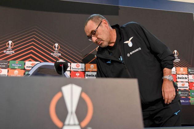 ROME, ITALY - OCTOBER 12: SS Lazio head coach Maurizio Sarri attends during the press conference at the Formello sport centre on October 12, 2022 in Rome, Italy. (Photo by Marco Rosi - SS Lazio/Getty Images)