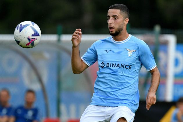 AURONZO DI CADORE, ITALY - JULY 10: Sofian Kiyine of SS Lazio in action during the friendly match SS Lazio v Auronzo di Cador on July 10, 2022 in Auronzo di Cadore, Italy. (Photo by Marco Rosi - SS Lazio/Getty Images)