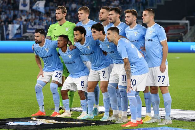 ROME, ITALY - OCTOBER 27: Players of SS Lazio pose for a team photo prior to the UEFA Europa League group F match between SS Lazio and FC Midtjylland at Stadio Olimpico on October 27, 2022 in Rome, Italy. (Photo by Paolo Bruno/Getty Images)