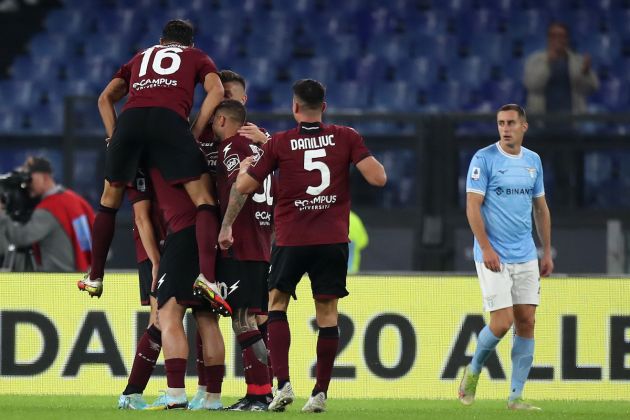 ROME, ITALY - OCTOBER 30: Antonio Candreva of Salernitana celebrates after scoring their team's second goal during the Serie A match between SS Lazio and Salernitana at Stadio Olimpico on October 30, 2022 in Rome, Italy. (Photo by Paolo Bruno/Getty Images)