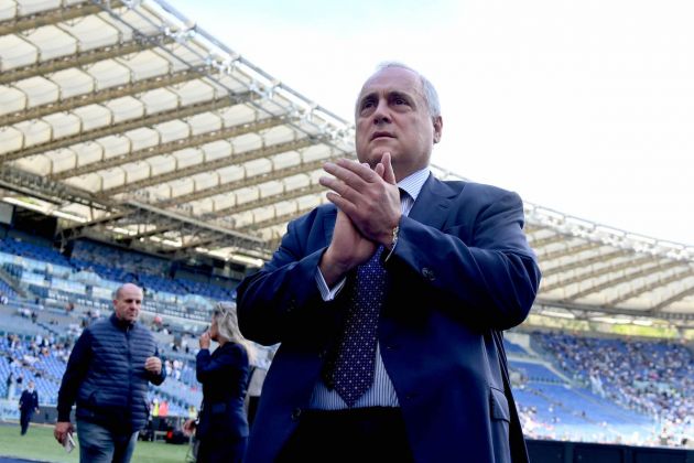 ROME, ITALY - OCTOBER 02: SS Lazio president Claudio Lotito inaugurates the Maestrelli Curve during the Serie A match between SS Lazio and Spezia Calcio at Stadio Olimpico on October 02, 2022 in Rome, Italy. (Photo by Marco Rosi - SS Lazio/Getty Images)