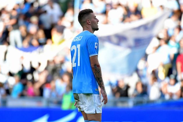 ROME, ITALY - OCTOBER 16: Sergej Milinkovic-Savic of SS Lazio reacts after the Serie A match between SS Lazio and Udinese Calcio at Stadio Olimpico on October 16, 2022 in Rome, Italy. (Photo by Marco Rosi - SS Lazio/Getty Images)