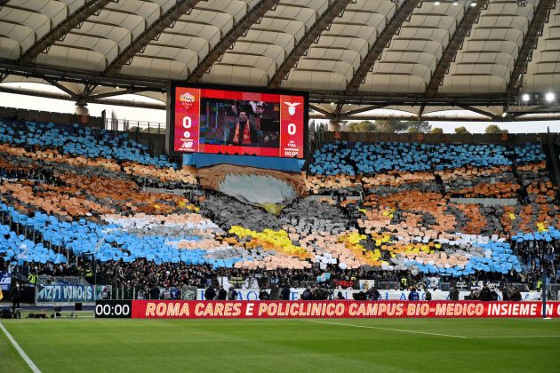 ROME, ITALY - MARCH 20: Lazio fan prior the Serie A match between AS Roma and SS Lazio at Stadio Olimpico on March 20, 2022 in Rome, Italy. (Photo by Marco Rosi - SS Lazio/Getty Images)