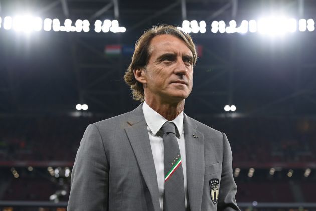 BUDAPEST, HUNGARY - SEPTEMBER 26: Head coach of Italy Roberto Mancini arrives before the UEFA Nations League League A Group 3 match between Hungary and Italy at Puskas Arena on September 26, 2022 in Budapest, Hungary. (Photo by Claudio Villa/Getty Images)