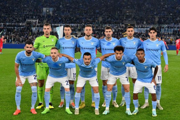 ROME, ITALY - NOVEMBER 10: Lazio team line up ahead of the Serie A match between SS Lazio and AC Monza at Stadio Olimpico on November 10, 2022 in Rome, Italy. (Photo by Marco Rosi - SS Lazio/Getty Images)