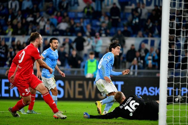 ROME, ITALY - NOVEMBER 10: Luka Romero of SS Lazio scores a opening goal during the Serie A match between SS Lazio and AC Monza at Stadio Olimpico on November 10, 2022 in Rome, Italy. (Photo by Marco Rosi - SS Lazio/Getty Images