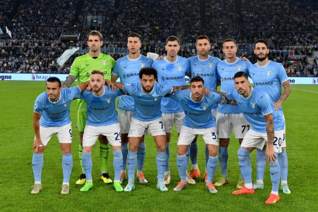 ROME, ITALY - OCTOBER 30: The SS Lazio team line up during the Serie A match between SS Lazio and Salernitana at Stadio Olimpico on October 30, 2022 in Rome, Italy. (Photo by Marco Rosi - SS Lazio/Getty Images)