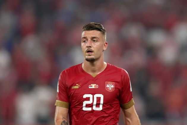 DOHA, QATAR - DECEMBER 02: Sergej Milinkovic-Savic of Serbia looks on during the FIFA World Cup Qatar 2022 Group G match between Serbia and Switzerland at Stadium 974 on December 02, 2022 in Doha, Qatar. (Photo by Francois Nel/Getty Images)