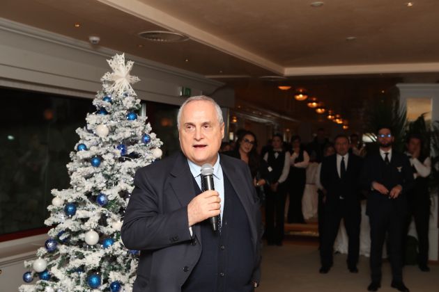 ROME, ITALY - DECEMBER 20: SS Lazio President Claudio Lotito speaks during the SS Lazio Xmas dinner at the Rome Cavalieri Hotel on December 20, 2022 in Rome, Italy. (Photo by Marco Rosi - SS Lazio/Getty Images)