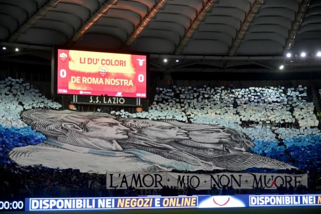 ROME, ITALY - NOVEMBER 06: Lazio fan during the Serie A match between AS Roma and SS Lazio at Stadio Olimpico on November 06, 2022 in Rome, Italy. (Photo by Marco Rosi - SS Lazio/Getty Images)