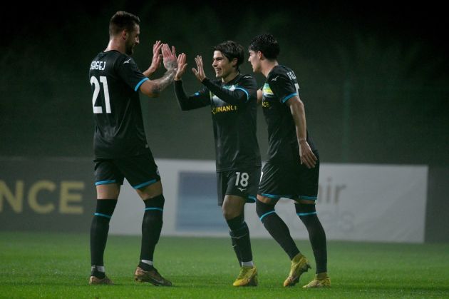 MANAVGAT, TURKEY - DECEMBER 16: Luka Romero of SS Lazio celebrates a goal with his team mates during the friendly match betwen Hatayspor v SS Lazio at the Emir sport complex stadium on December 16, 2022 in Manavgat, Turkey. (Photo by Marco Rosi - SS Lazio/Getty Images)
