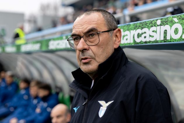 REGGIO NELL'EMILIA, ITALY - JANUARY 15: Maurizio Sarri, Manager of SS Lazio looks on during the Serie A match between US Sassuolo and SS Lazio at Mapei Stadium - Citta' del Tricolore on January 15, 2023 in Reggio nell'Emilia, Italy. (Photo by Emmanuele Ciancaglini/Getty Images)