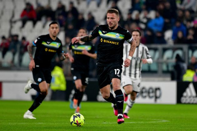 TURIN, ITALY - FEBRUARY 02: Ciro Immobile of SS Lazio in action during the coppa Italia quarter final match between Juventus v SS Lazio at Allianz Stadium on February 02, 2023 in Turin, Italy. (Photo by Marco Rosi - SS Lazio/Getty Images)