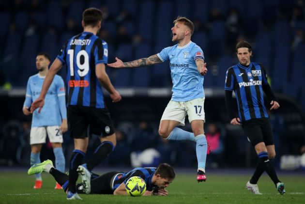 ROME, ITALY - FEBRUARY 11: Ciro Immobile of SS Lazio reacts during the Serie A match between SS Lazio and Atalanta BC at Stadio Olimpico on February 11, 2023 in Rome, Italy. (Photo by Paolo Bruno/Getty Images)