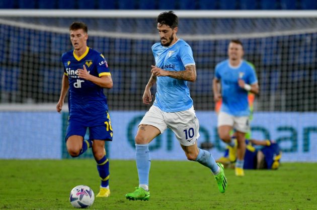 ROME, ITALY - SEPTEMBER 11: Luis Alberto of SS Lazio in action during the Serie A match between SS Lazio and Hellas Verona at Stadio Olimpico on September 11, 2022 in Rome, Italy. (Photo by Marco Rosi - SS Lazio/Getty Images)