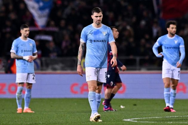 BOLOGNA, ITALY - MARCH 11: Alessio Romagnoli of SS Lazio looks dejected after the Serie A match between Bologna FC and SS Lazio at Stadio Renato Dall'Ara on March 11, 2023 in Bologna, Italy. (Photo by Alessandro Sabattini/Getty Images)