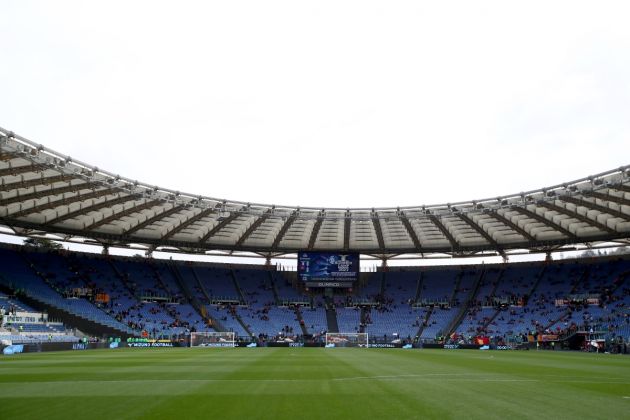 ROME, ITALY - MARCH 19: General view inside the stadium prior to the Serie A match between SS Lazio and AS Roma at Stadio Olimpico on March 19, 2023 in Rome, Italy. (Photo by Paolo Bruno/Getty Images)