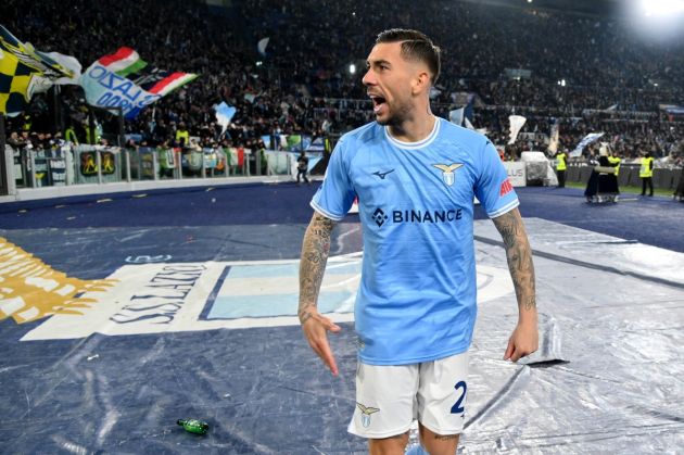 ROME, ITALY - APRIL 08: Mattia Zaccagni of SS Lazio celebrates a second goal during the Serie A match between SS Lazio and Juventus at Stadio Olimpico on April 08, 2023 in Rome, Italy. (Photo by Marco Rosi - SS Lazio/Getty Images)