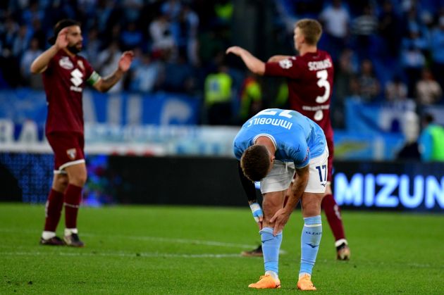 ROME, ITALY - APRIL 22: Ciro Immobile of SS Lazio reacts after the Serie A match between SS Lazio and Torino FC at Stadio Olimpico on April 22, 2023 in Rome, Italy. (Photo by Marco Rosi - SS Lazio/Getty Images)