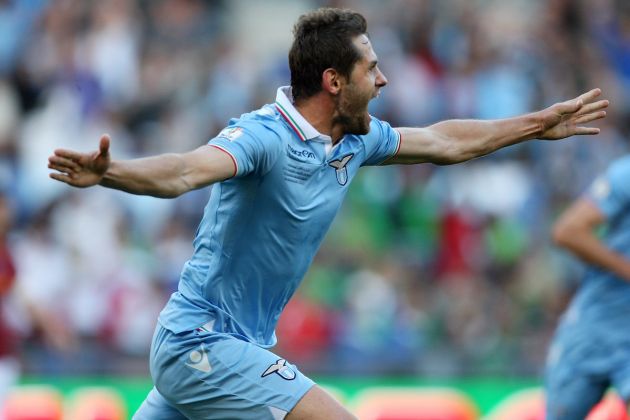 Senad Lulic during the TIM cup final match between AS Roma v SS Lazio at Stadio Olimpico on May 26, 2013 in Rome, Italy.