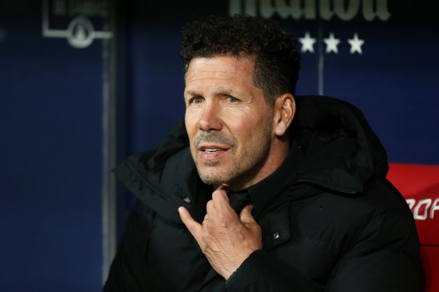 MADRID, SPAIN - APRIL 02: Diego Simeone, Head Coach of Atletico Madrid looks on prior to the LaLiga Santander match between Atletico de Madrid and Real Betis at Civitas Metropolitano Stadium on April 02, 2023 in Madrid, Spain. (Photo by Florencia Tan Jun/Getty Images)