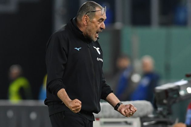 ROME, ITALY - MAY 03: Maurizio Sarri head coach of SS Lazio celebrates the victory at the end of the Serie A match between SS Lazio and US Sassuolo at Stadio Olimpico on May 03, 2023 in Rome, Italy. (Photo by Silvia Lore/Getty Images)