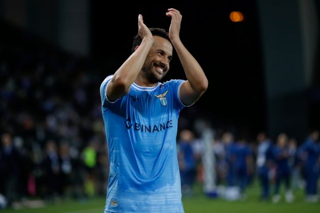 UDINE, ITALY - MAY 21: Rodriguez Pedro of Lazio celebrates at the end of the Serie A match between Udinese Calcio and SS Lazio at Dacia Arena on May 21, 2023 in Udine, Italy. (Photo by Timothy Rogers/Getty Images)
