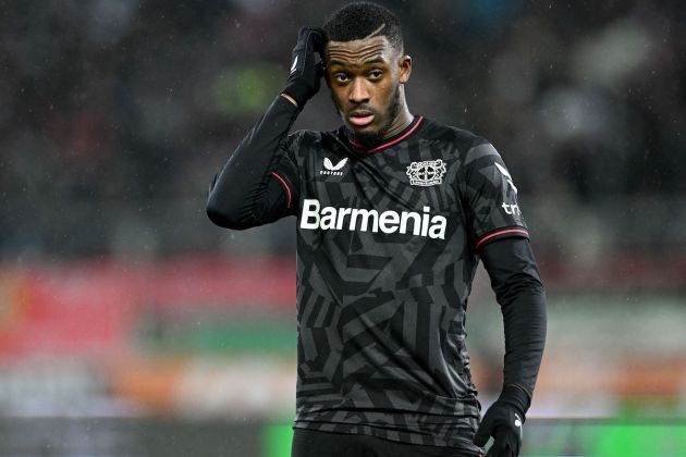 Bayer Leverkusen forward Callum Hudson-Odoi looks on during the German first division Bundesliga football match between FC Augsburg and Bayer 04 Leverkusen in Augsburg on February 3, 2023. (Photo by Christof STACHE / AFP) / DFL REGULATIONS PROHIBIT ANY USE OF PHOTOGRAPHS AS IMAGE SEQUENCES AND/OR QUASI-VIDEO (Photo by CHRISTOF STACHE/AFP via Getty Images)