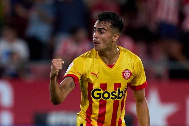 GIRONA, SPAIN - SEPTEMBER 09: Reinier Jesus of Girona FC celebrates after scoring the opening goal during the LaLiga Santander match between Girona FC and Real Valladolid CF at Montilivi Stadium on September 09, 2022 in Girona, Spain. (Photo by Alex Caparros/Getty Images)