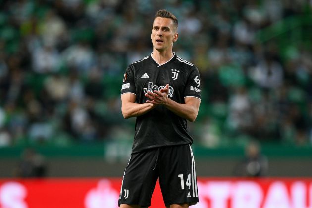 LISBON, PORTUGAL - APRIL 20: Arkadiusz Milik of Juventus in action during the UEFA Europa League quarterfinal second leg match between Sporting CP and Juventus at Estadio Jose Alvalade on April 20, 2023 in Lisbon, Portugal. (Photo by Octavio Passos/Getty Images)