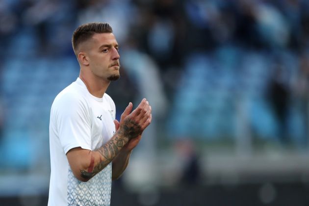 ROME, ITALY - MAY 12: Sergej Milinkovic-Savic of Lazio warms up prior to the Serie A match between SS Lazio and US Lecce at Stadio Olimpico on May 12, 2023 in Rome, Italy. (Photo by Paolo Bruno/Getty Images)