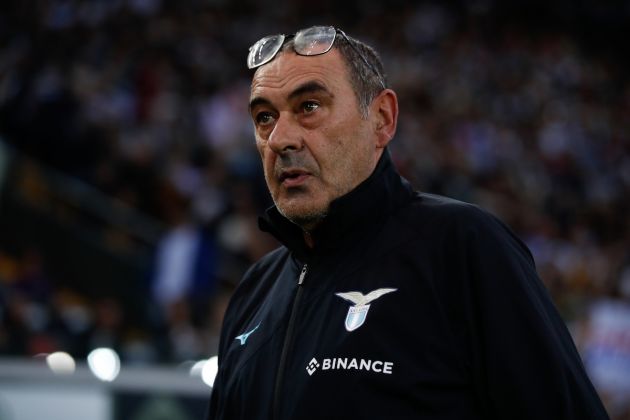 UDINE, ITALY - MAY 21: Manager of Lazio, Maurizio Sarri, before kick off at the Serie A match between Udinese Calcio and SS Lazio at Dacia Arena on May 21, 2023 in Udine, Italy. (Photo by Timothy Rogers/Getty Images)