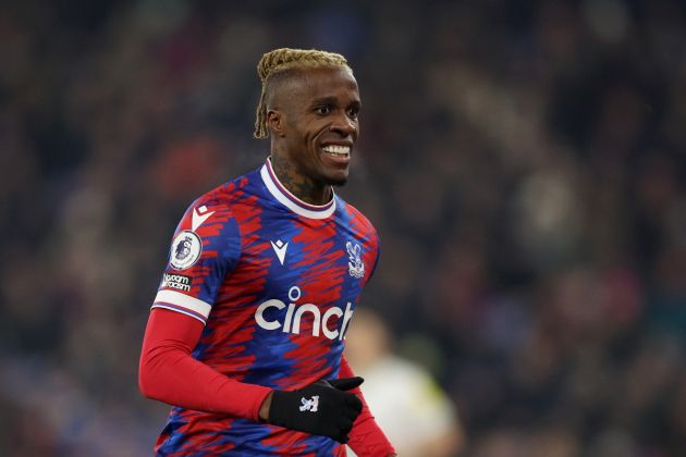 LONDON, ENGLAND - JANUARY 21: Wilfried Zaha of Palace in action during the Premier League match between Crystal Palace and Newcastle United at Selhurst Park on January 21, 2023 in London, England. (Photo by Richard Heathcote/Getty Images)