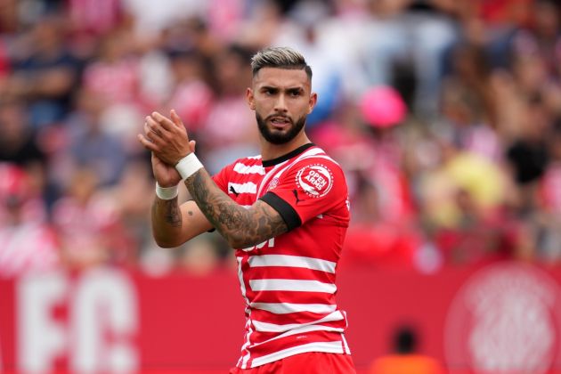 GIRONA, SPAIN - MAY 20: Valentin Castellanos of Girona FC applauds during the LaLiga Santander match between Girona FC and Villarreal CF at Montilivi Stadium on May 20, 2023 in Girona, Spain. (Photo by Alex Caparros/Getty Images)