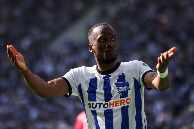 BERLIN, GERMANY - MAY 20: Dodi Lukebakio of Hertha BSC reacts during the Bundesliga match between Hertha BSC and VfL Bochum 1848 at Olympiastadion on May 20, 2023 in Berlin, Germany. (Photo by Maja Hitij/Getty Images)