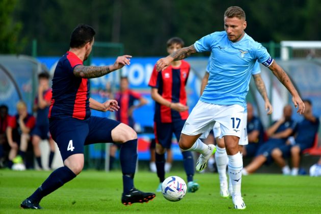 AURONZO DI CADORE, ITALY - JULY 16: Ciro Immobile of SS Lazio in action during the friendly match between SS Lazio v Auronzo at the Rodolfo Zandegiacomo stadium on July 16, 2023 in Auronzo di Cadore, Italy. (Photo by Marco Rosi - SS Lazio/Getty Images)