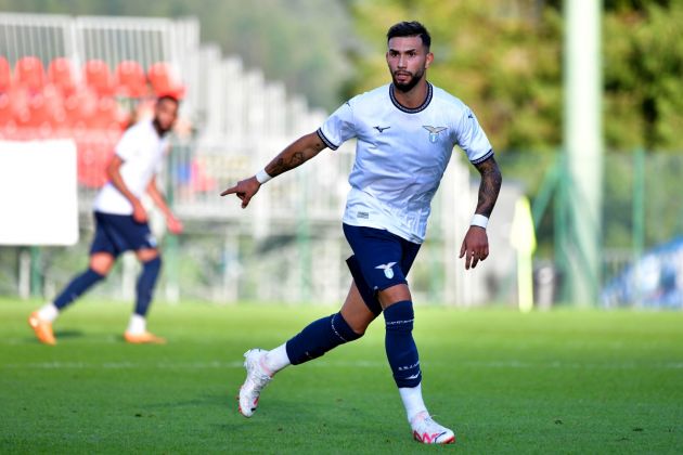 AURONZO DI CADORE, ITALY - JULY 26: Valentin Castellanos of SS Lazio in action during the pre-season friendly match between SS Lazio and NK Bravo at Stadio Rodolfo Zandegiacomo on July 26, 2023 in Auronzo di Cadore, Italy. (Photo by Marco Rosi - SS Lazio/Getty Images)