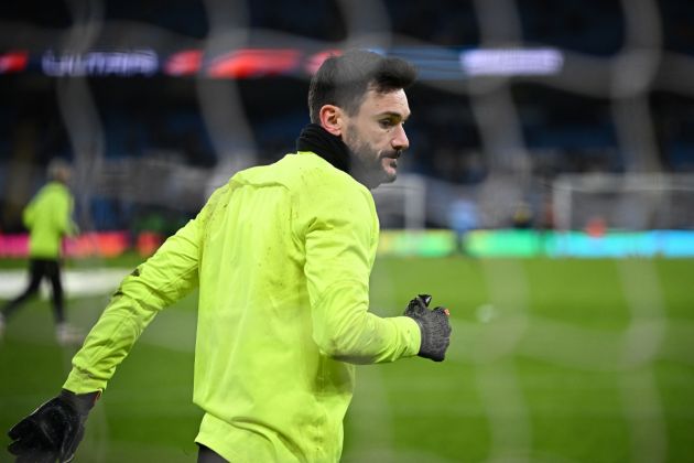 Tottenham Hotspur goalkeeper Hugo Lloris warms up ahead of the English Premier League football match between Manchester City and Tottenham Hotspur at the Etihad Stadium in Manchester, north west England, on January 19, 2023. - RESTRICTED TO EDITORIAL USE. No use with unauthorized audio, video, data, fixture lists, club/league logos or 'live' services. Online in-match use limited to 120 images. An additional 40 images may be used in extra time. No video emulation. Social media in-match use limited to 120 images. An additional 40 images may be used in extra time. No use in betting publications, games or single club/league/player publications. (Photo by Oli SCARFF / AFP) / RESTRICTED TO EDITORIAL USE. No use with unauthorized audio, video, data, fixture lists, club/league logos or 'live' services. Online in-match use limited to 120 images. An additional 40 images may be used in extra time. No video emulation. Social media in-match use limited to 120 images. An additional 40 images may be used in extra time. No use in betting publications, games or single club/league/player publications. / RESTRICTED TO EDITORIAL USE. No use with unauthorized audio, video, data, fixture lists, club/league logos or 'live' services. Online in-match use limited to 120 images. An additional 40 images may be used in extra time. No video emulation. Social media in-match use limited to 120 images. An additional 40 images may be used in extra time. No use in betting publications, games or single club/league/player publications. (Photo by OLI SCARFF/AFP via Getty Images)