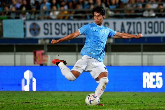 LATINA, ITALY - AUGUST 13: Daichi Kamada of SS Lazio in action during the friendly match between Latina and S.S. Lazio at Stadio Comunale Domenico Francioni on August 13, 2023 in Latina, Italy. (Photo by Marco Rosi - SS Lazio/Getty Images)