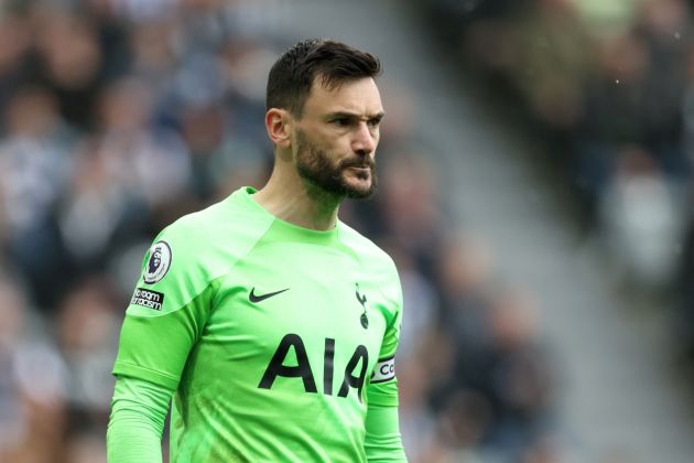 NEWCASTLE UPON TYNE, ENGLAND - APRIL 23: Hugo Lloris of Tottenham Hotspur gives the team instructions during the Premier League match between Newcastle United and Tottenham Hotspur at St. James Park on April 23, 2023 in Newcastle upon Tyne, England. (Photo by Clive Brunskill/Getty Images)