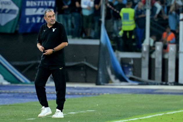 Lazio head coach Maurizio Sarri reacts during the Italian Serie A football match between Lazio and Monza at the Olympic stadium in Rom e, on September 23, 2023. (Photo by TIZIANA FABI / AFP) (Photo by TIZIANA FABI/AFP via Getty Images)