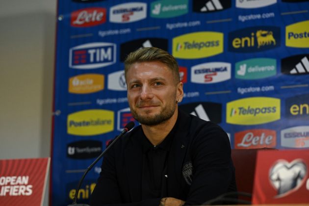 SKOPJE, MACEDONIA - SEPTEMBER 08: Ciro Immobile of Italy speaks with the media before the Group C - UEFA EURO 2024 European Qualifiers between North Macedonia v Italy on September 08, 2023 in Skopje, Macedonia. (Photo by Claudio Villa/Getty Images)