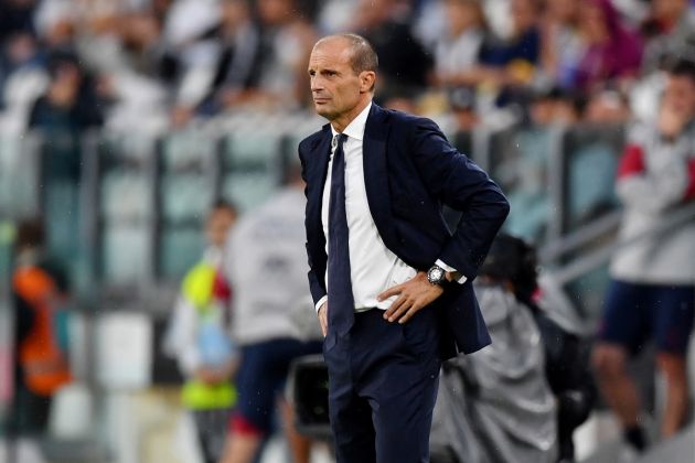 TURIN, ITALY - AUGUST 27: Massimiliano Allegri, Head Coach of Juventus looks on during the Serie A TIM match between Juventus and Bologna FC at Allianz Stadium on August 27, 2023 in Turin, Italy. (Photo by Valerio Pennicino/Getty Images)