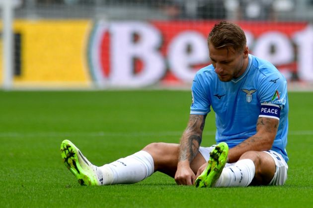 TURIN, ITALY - SEPTEMBER 16: Ciro Immobile of SS Lazio reacts during the Serie A TIM match between Juventus and SS Lazio at Allianz stadium Juventus on September 16, 2023 in Turin, Italy. (Photo by Marco Rosi - SS Lazio/Getty Images)