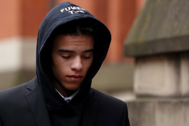 MANCHESTER, ENGLAND - NOVEMBER 21: Manchester United footballer, Mason Greenwood leaves Manchester's Minshull Street Crown Court on the first day of his trial on November 21, 2022 in Manchester, England. Manchester United striker Mason Greenwood appeared in court, charged with attempted rape, engaging in controlling and coercive behaviour and assault occasioning actual bodily harm. (Photo by Cameron Smith/Getty Images)