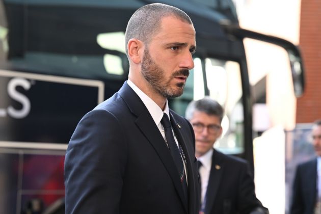 ENSCHEDE, NETHERLANDS - JUNE 15: Leonardo Bonucci of Italy arrives before the UEFA Nations League 2022/23 semifinal match between Spain and Italy at FC Twente Stadium on June 15, 2023 in Enschede, Netherlands. (Photo by Claudio Villa/Getty Images)